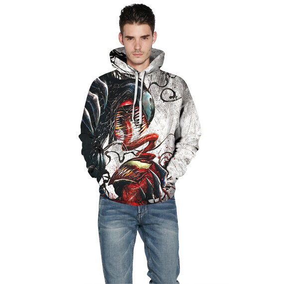 Fashion Marvel Venvom pullover Hoodie White And Red