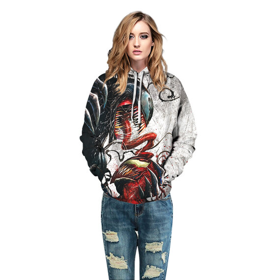 Cool Marvel Venvom pullover Hoodie White And Red