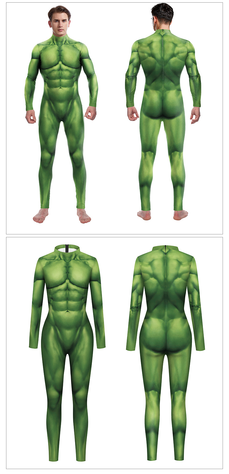 The Incredible Hulk cosplay jumpsuit  - front and back