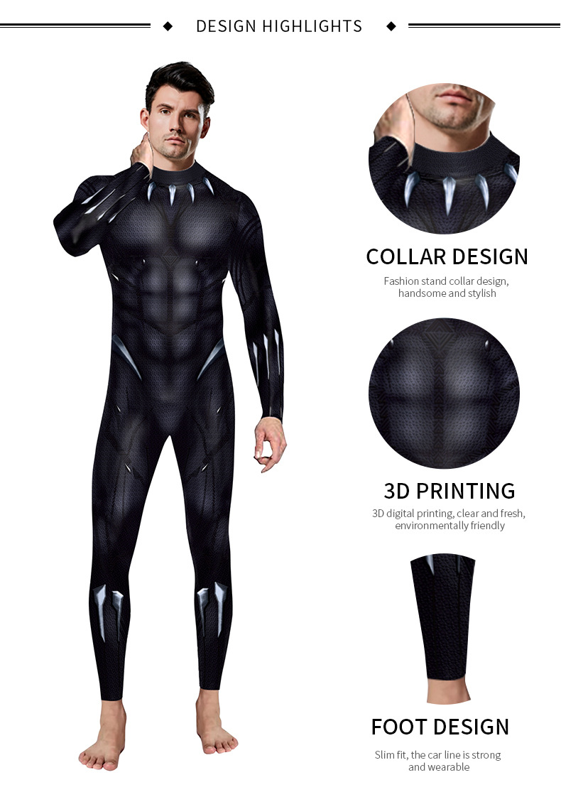 Wakanda black panther jumpsuit costume - design detail