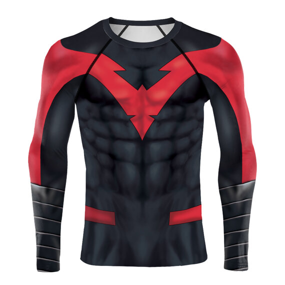 Slim fit Crewneck Nightwing Long Sleeve Red graphic shirt