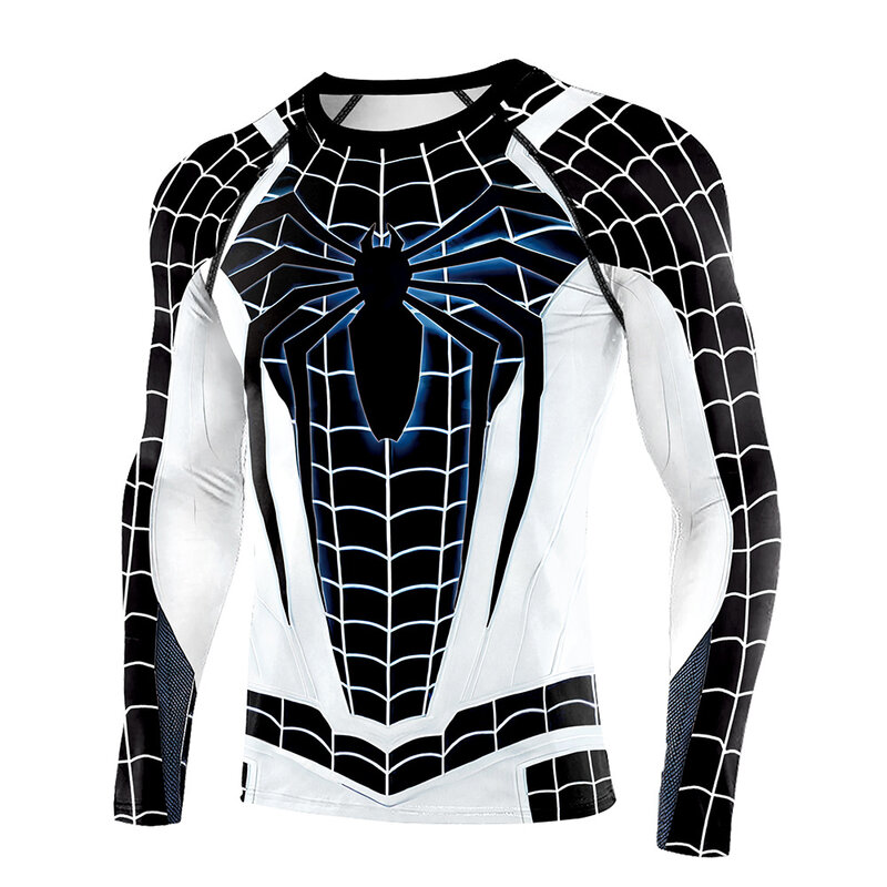 Black White Spider-man Compression Gym Tee - PKAWAY
