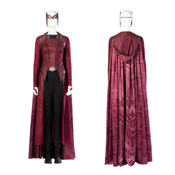 Female Wanda Maximoff Scarlet Witch Cosplay Costume Red Cloak