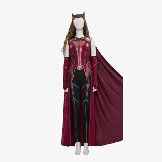 Women Girls Wanda Maximoff Costume Scarlet Witch Cosplay Costume Red Jacket Coat Dress Full Set for Halloween Outfits