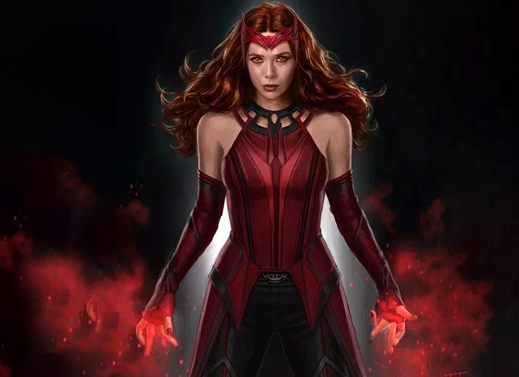 Womens Wanda Maximoff Scarlet Witch Cosplay Costume model show