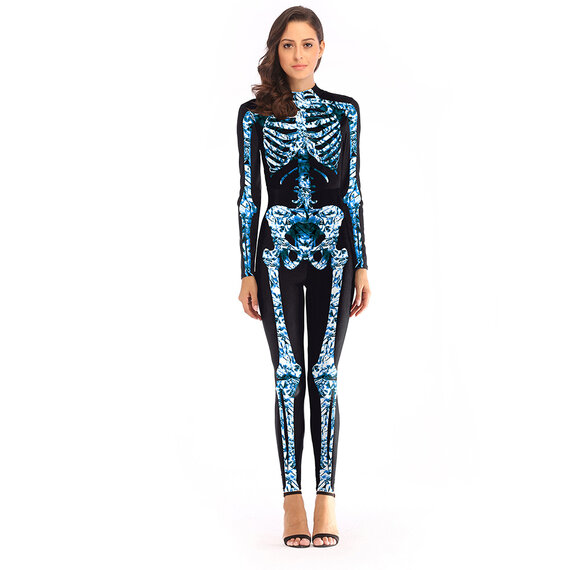 Women Skeleton Costume for Halloween Dress Up Party zipper back closure