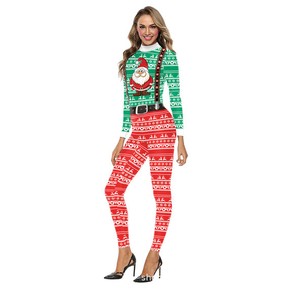 Sexy Women Christmas Holiday One-Piece Jumpsuit Fancy Costume