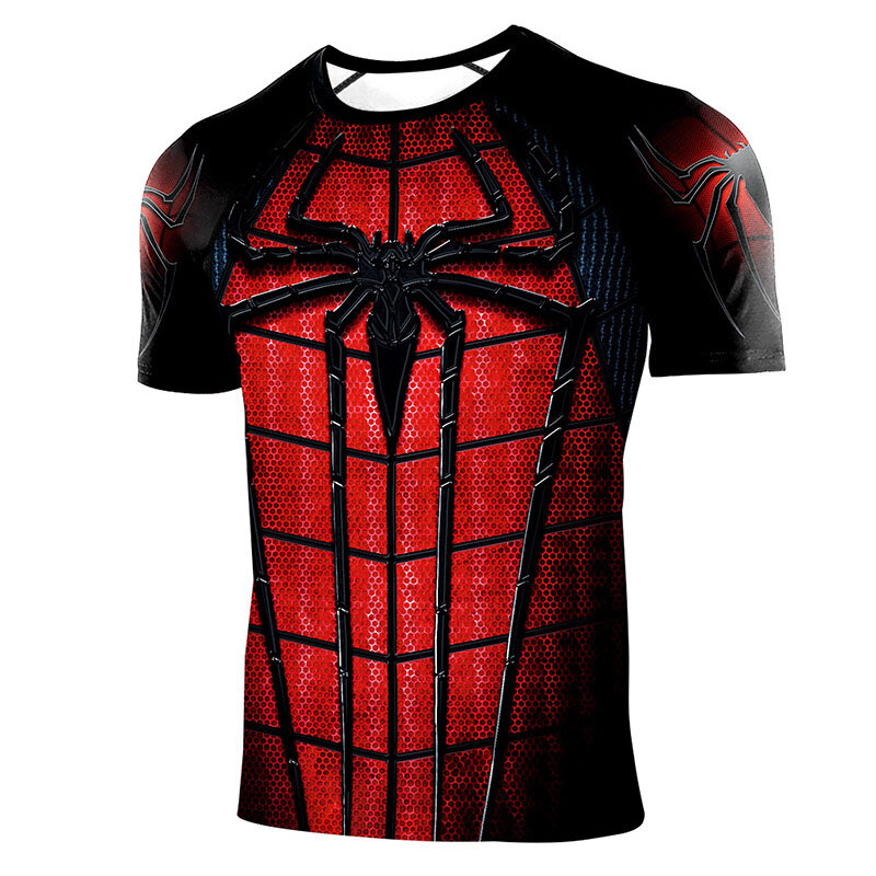 Classic Black Red Spiderman Compression Gym Tee For Workout - PKAWAY