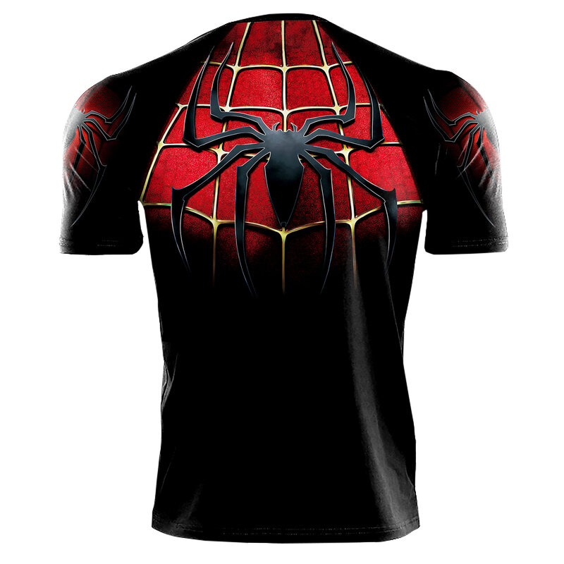 Classic Black Red Spiderman Compression Gym Tee For Workout - PKAWAY