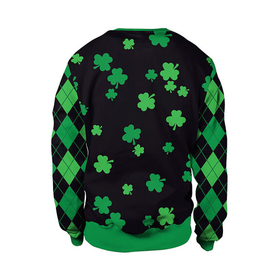 Lucky Casual St Patricks Day Sweatshirt with Shamrock and lovely dog pattern