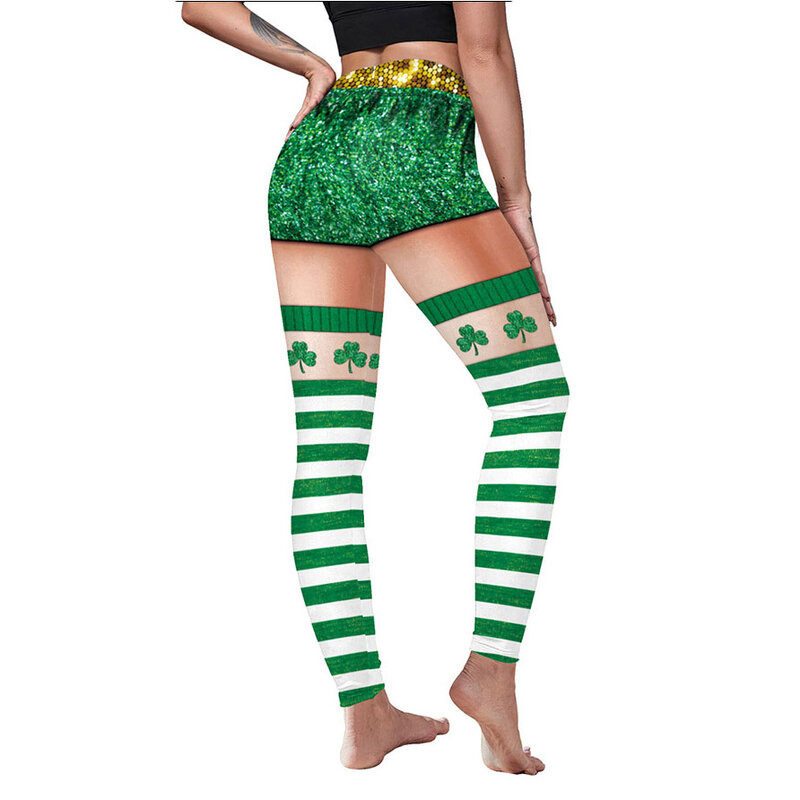 St. Patrick Sexy Leggings Good Luck Clover Workout Tights for