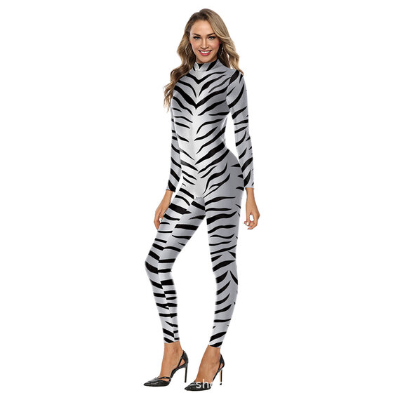 Brown Zebra Print Utility Jumpsuit