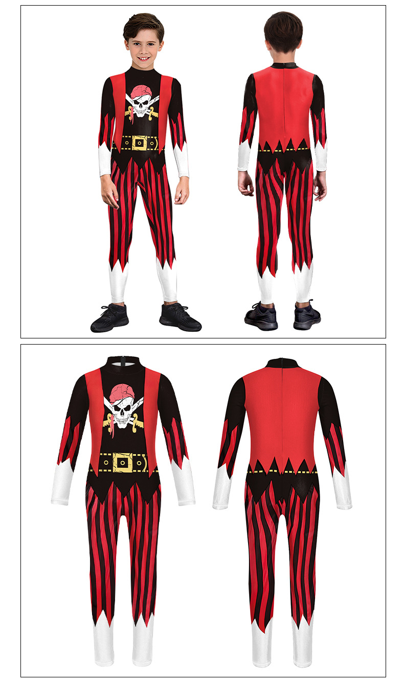 boys pirate cosplay jumpsuit halloween costume - red