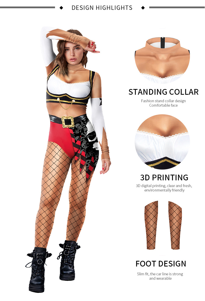 female Pirate Halloween 3d print Jumpsuit - product detail