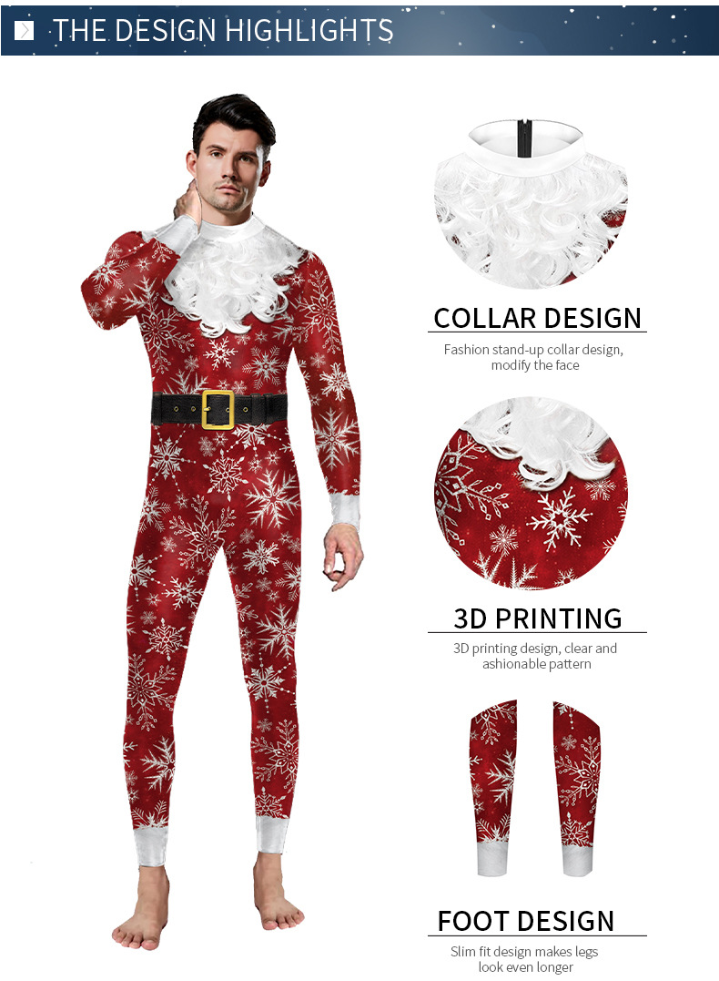 Fashion Christmas Cosplay Jumpsuit for Male - design detail