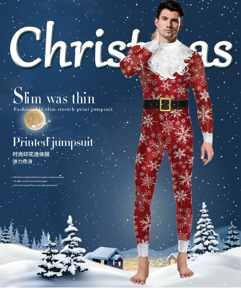 Mens Cool Christmas Full Body 3D Printed Jumpsuit