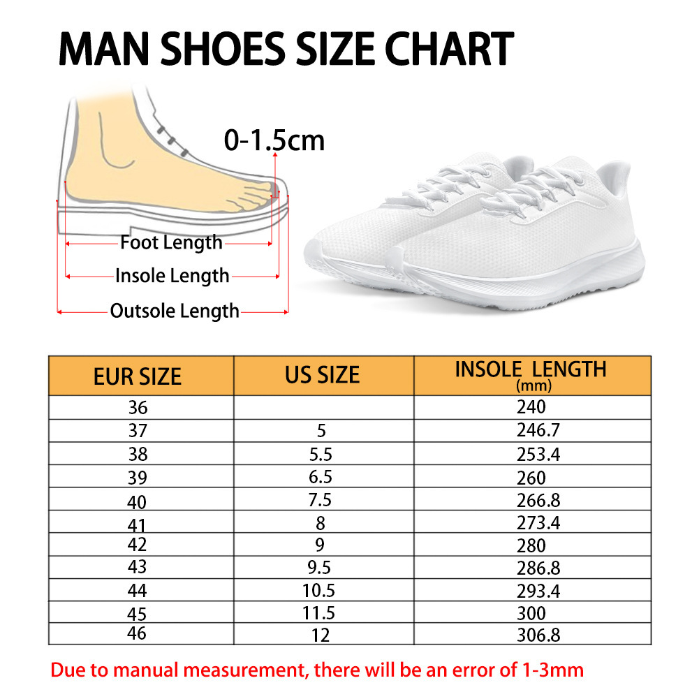 NFL Road Running Shoes Size Chart