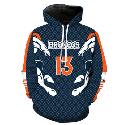 American football League Team Logo Denver Broncos Number 3 Cosplay Hooded Sweatshirt