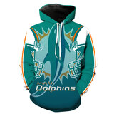 NFL Jersey Miami Dolphins 3d print long sleeve drawstring Pullover Hoodie for unisex Green