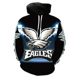 Long Sleeve NFL Jersey Hoodie Philadelphia Eagles 3D print Hooded Sweatshirt drawstring