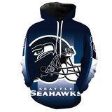 Long Sleeve NFL Jersey Hoodie Seattle Seahawks 3D print Hooded Sweatshirt Drawstring