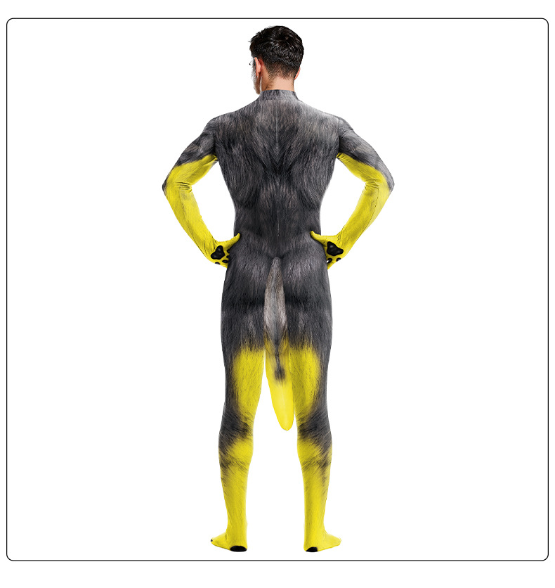 husy dog catsuit with tail - model show - back