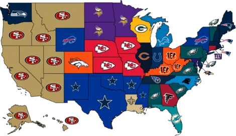 Most Popular NFL Team by State