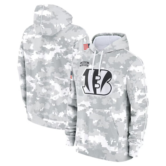 NFL Official licensed merchandise Cincinnati Bengals drawstring pullover Hoodie Camo Grey