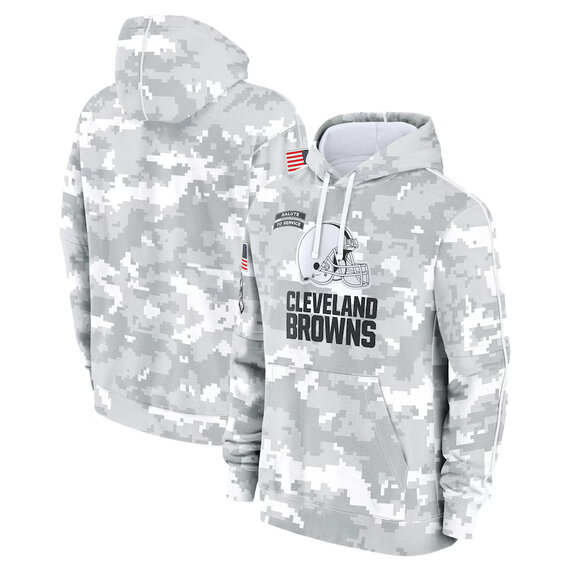 NFL Official licensed merchandise Cleveland Browns drawstring pullover Hoodie Camo Grey