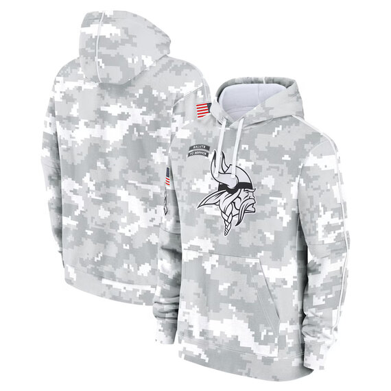 NFL Official licensed merchandise Minnesota Vikings drawstring pullover Hoodie Camo Grey