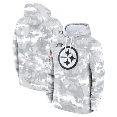 NFL Official licensed merchandise Pittsburgh Steelers drawstring pullover Hoodie Camo Grey