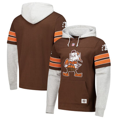 NFL Official licensed merchandise Cleveland Browns Jersey Long Sleeve Hooded Sweatshirt