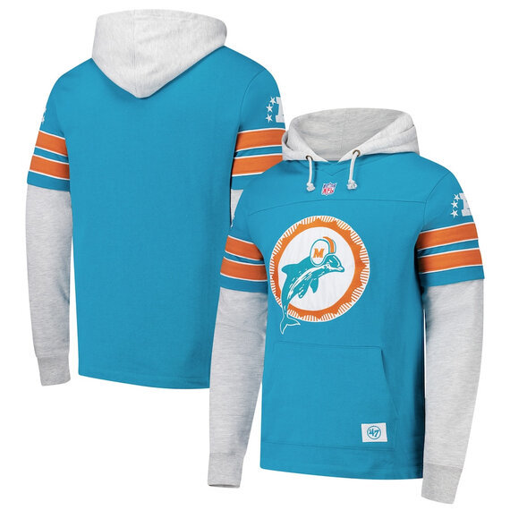 NFL Official licensed merchandise Miami Dolphins Jersey Long Sleeve Hooded Sweatshirt