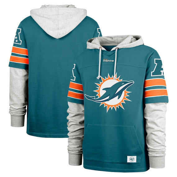 NFL Official licensed merchandise Miami Dolphins Jersey Long Sleeve Hooded Sweatshirt