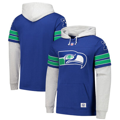 NFL Official licensed merchandise Seattle Seahawks Jersey Long Sleeve Hooded Sweatshirt