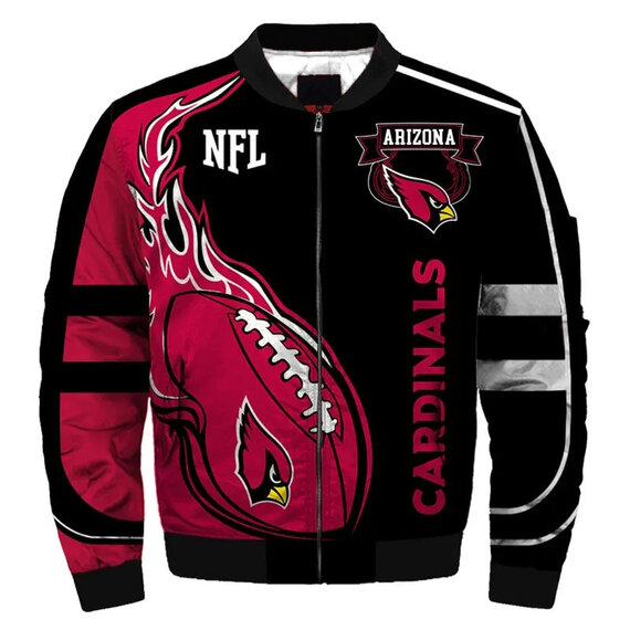 NFL merchandise Arizona Cardinals full zip-up Cotton-padded Jacket for cold winter