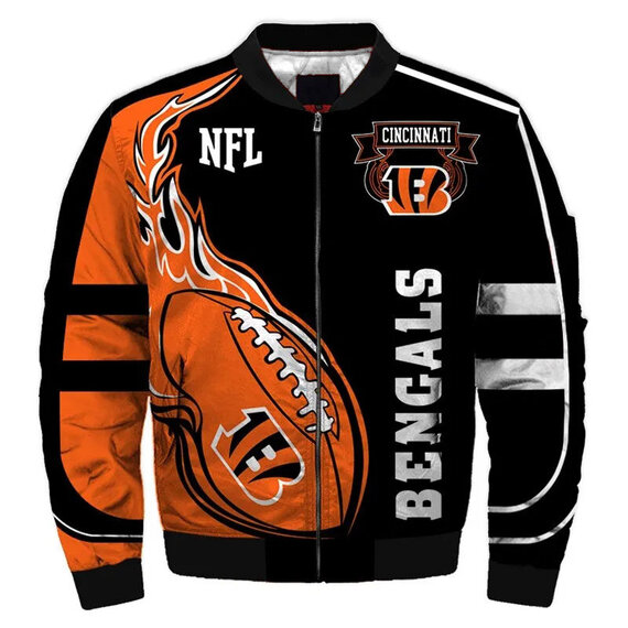 NFL merchandise Cincinnati Bengals full zip-up Cotton-padded Jacket for cold winter