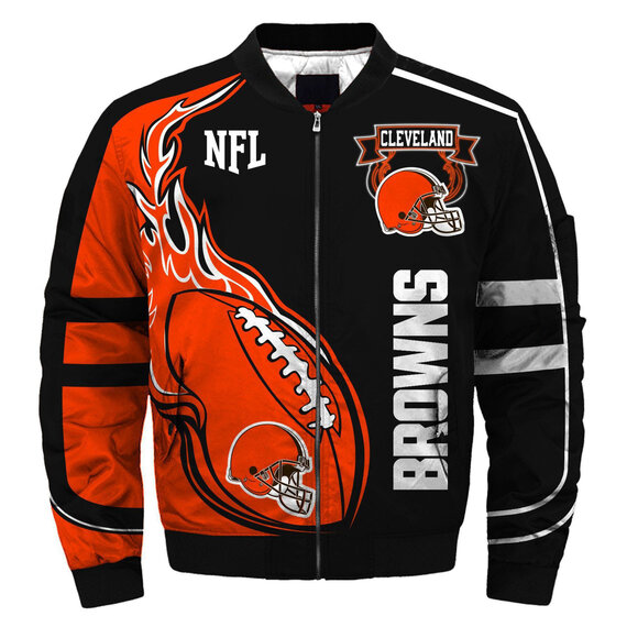 NFL merchandise Cleveland Browns full zip-up Cotton-padded Jacket for cold winter