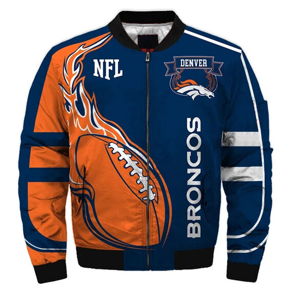 NFL merchandise Denver Broncos full zip-up Cotton-padded Jacket for cold winter