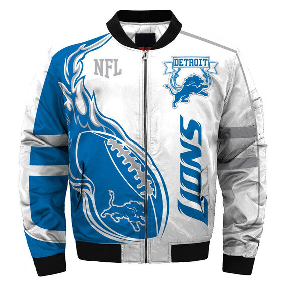 NFL merchandise Detroit Lions full zip-up Cotton-padded Jacket for cold winter