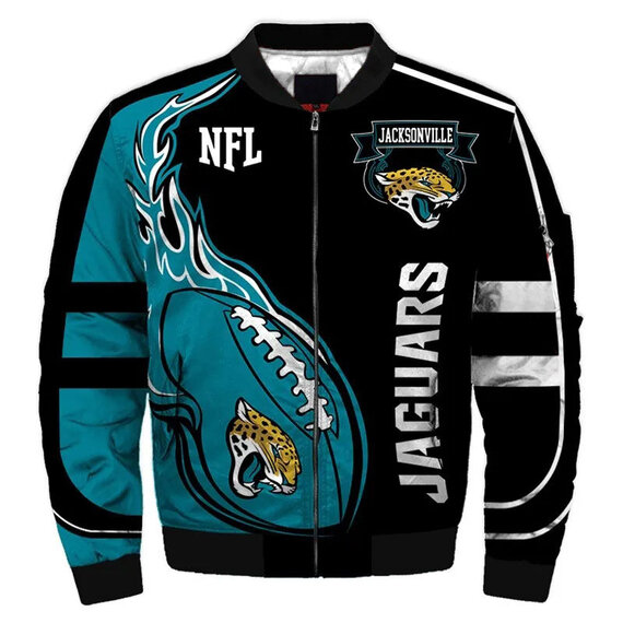 NFL merchandise Jacksonville Jaguars full zip-up Cotton-padded Jacket for cold winter