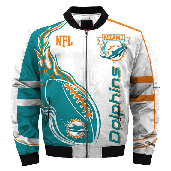 NFL merchandise Miami Dolphins full zip-up Cotton-padded Jacket for cold winter