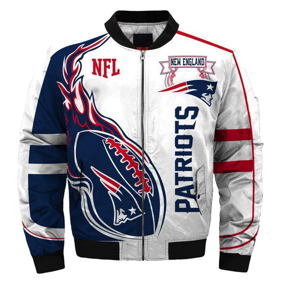 NFL merchandise New England Patriots full zip-up Cotton-padded Jacket for cold winter