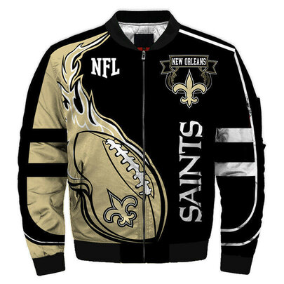 NFL merchandise New Orleans Saints full zip-up Cotton-padded Jacket for cold winter