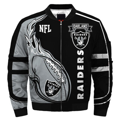 NFL merchandise Oakland Raiders full zip-up Cotton-padded Jacket for cold winter