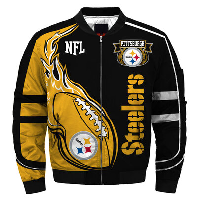 NFL merchandise Pittsburgh Steelers full zip-up Cotton-padded Jacket for cold winter