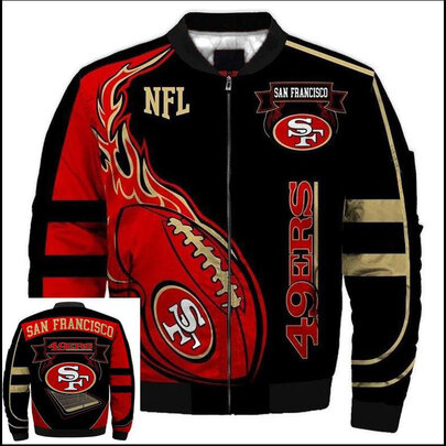 NFL merchandise San Francisco 49ers full zip-up Cotton-padded Jacket for cold winter