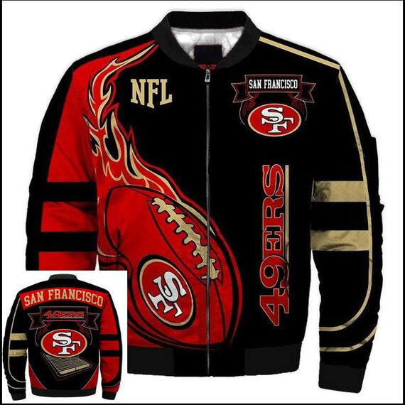 NFL merchandise San Francisco 49ers full zip-up Cotton-padded Jacket for cold winter